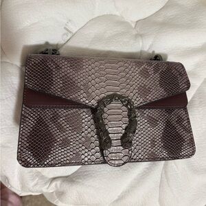 Elegant Brown Snake Print Women's Bag
